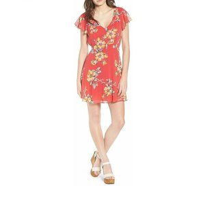 Row A Women Flutter Sleeve Mini Dress, XX-Large, Pink